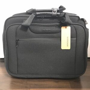 NEW KROSER Wheeled Briefcase Laptop Computer Bag Rolled Wheels Unisex Black